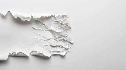 Obraz premium Tranquil Minimalist Composition of Torn White Paper on White Background, Generative Ai