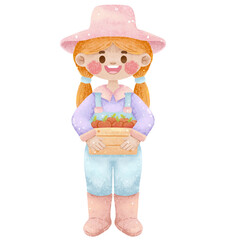 girl with a basket of apple