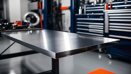 A sleek metal blank tabletop polished to a highgloss