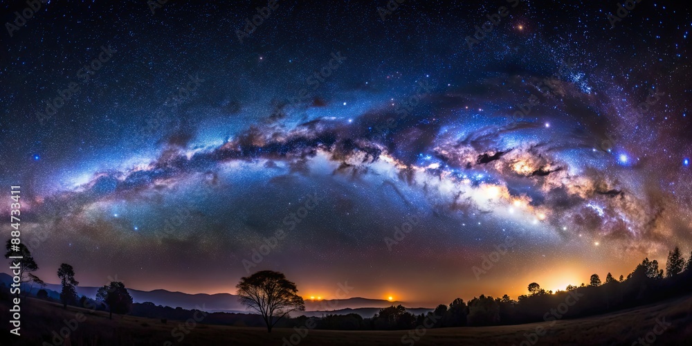 Wall mural Spectacular view of the Milky Way galaxy in a dark night sky, galaxy, stars, space, astronomy, universe, cosmic, celestial