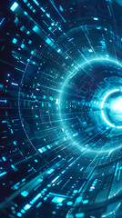 Blue glowing digital swirl