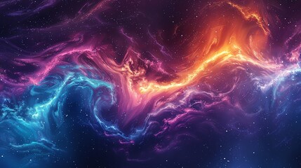 Abstract aurora borealis with swirling shapes and a vivid color palette, creating a mesmerizing and otherworldly scene