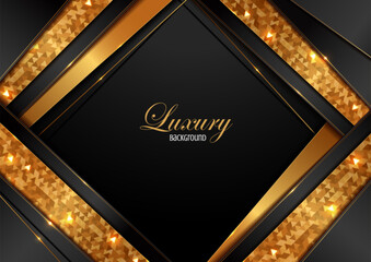 luxury black and golden lines frame gradient background, elements, perfect marketing materials, modern frame banner website, premium template  illustration.
