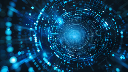 Blue glowing digital swirl