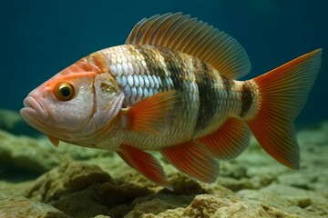 Fototapeta premium Closeup fish tilapia swimming in river water