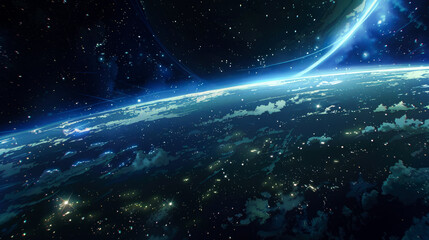 Obraz premium wide or horizon in space style anime