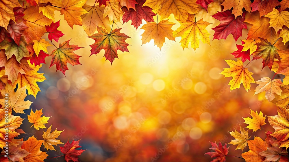 Poster Autumn leaves background with vibrant red, orange, and yellow foliage, autumn, leaves, background, fall, nature, foliage