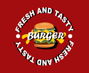 yummy burger cartoon character icon logo vector