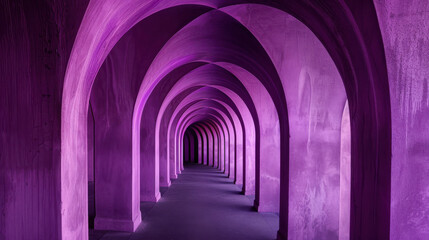 Obraz premium A photograph of a series of purple arches, repeating pattern, mystical and elegant colors