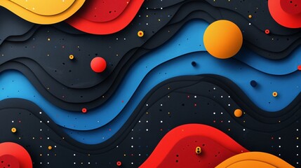 Abstract Paper Cut Design With Colorful Waves