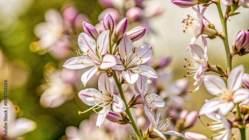 Wall mural A close-up of pink blossoms of Dictamnus albus, also known as burning bush, flowers, plant, nature, pink, blossoms, botanical