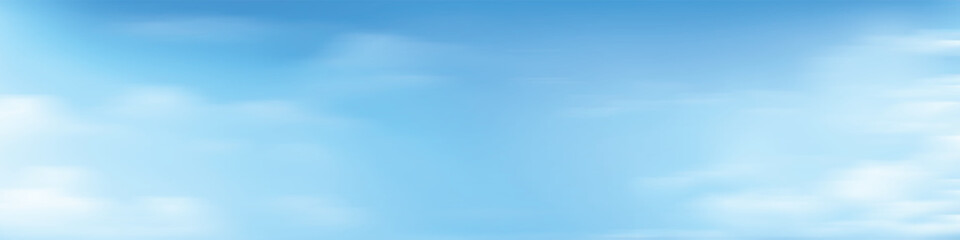 Blue sky with white clouds, panoramic image, vector background	