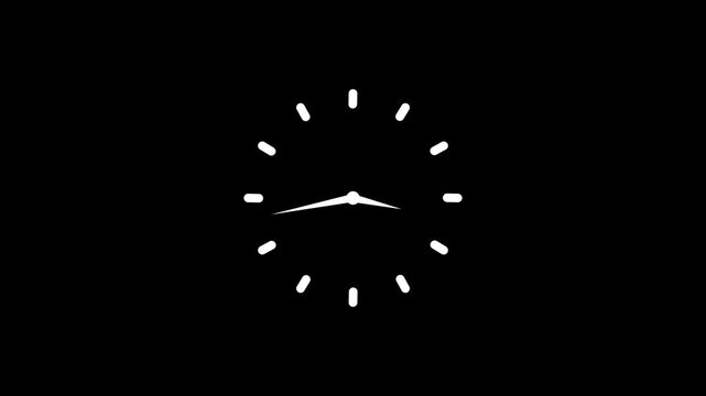 clock icon white color animation. on dark green background 24 hour fast  digital clock.