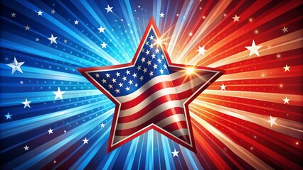 Vibrant star-spangled banner waving freely against stylized red white and blue vector background celebrating American independence and freedom.