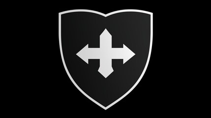 Obraz premium Black and White Shield Emblem with Cross and Arrows