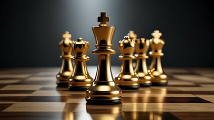 Illustration of Chess Pieces Encrusted with Shiny Gold