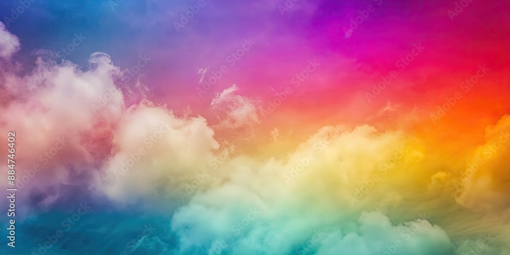 Sticker Colorful gradient background with foggy blurry clouds, sky, abstract, texture, soft, dreamy, aesthetic, serene, atmosphere, gradient