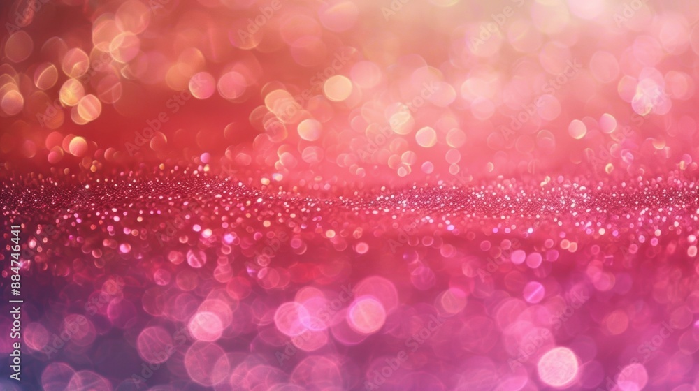 Poster abstract red bokeh background with shimmering sparkles and soft light effects, creating a festive an