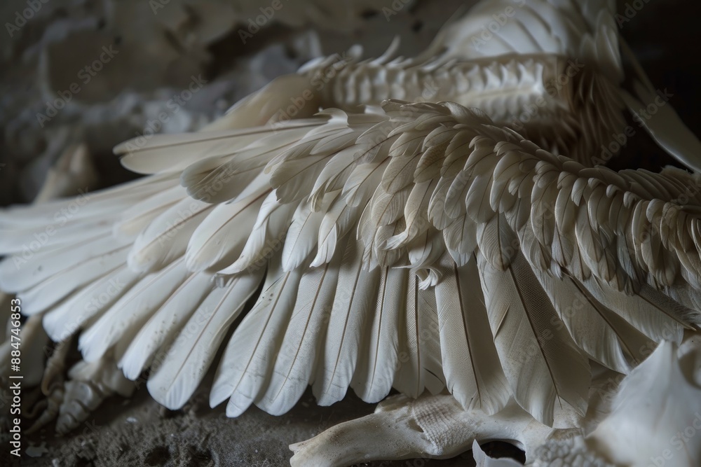 Poster highresolution image showing the intricate detail of bird wings and feathers with soft lighting