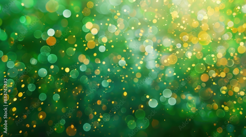 Aufkleber abstract background with green and yellow bokeh lights, creating a vibrant and festive atmosphere pe