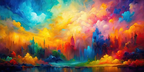 Abstract oil painting background on canvas with dynamic color textures , art, painting, abstract, canvas, oil, background