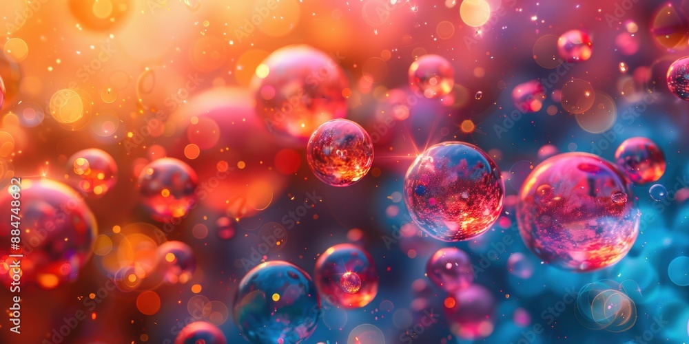 Aufkleber a mesmerizing display of colorful abstract bubbles with a vibrant bokeh background, creating a dream