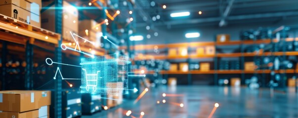 Futuristic Office with AI-Powered Inventory Management System Revolutionizing Supply Chain Operations