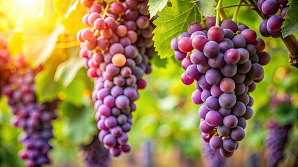 Juicy and ripe purple grapes on a vine , harvest, fruit, vineyard, organic, fresh, sweet, snack, bunch, gourmet, antioxidant