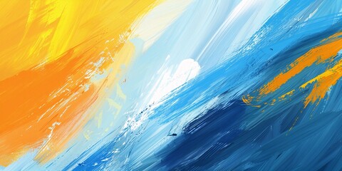 Abstract Blue and Yellow Acrylic Painting