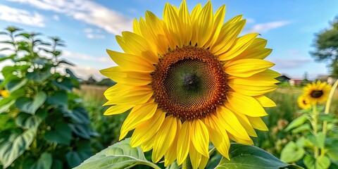 Obraz premium Vibrant sunflower perfect for summer-themed projects, gardening guides, nature education, or home decor , sunflower, vibrant