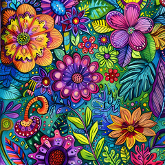 2D flower and leaf cards in various styles