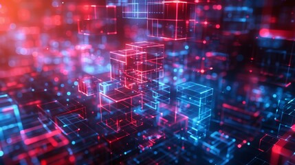 Cityscape in Cyberspace: Neon Cubes and Digital Connections