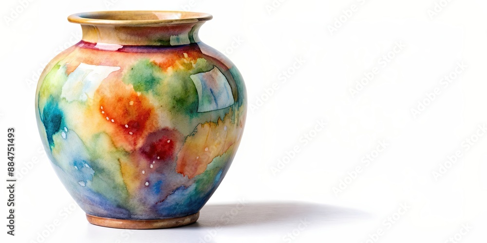 Sticker ceramic vase painted with watercolors, ceramic, vase, painted, watercolors, art, crafts, handmade, c