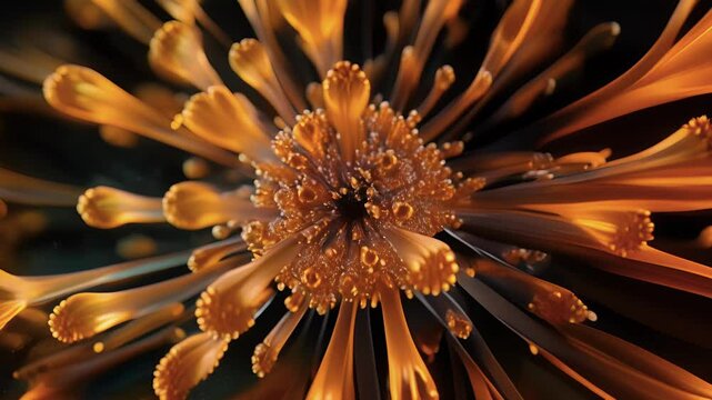 A of slender apical meristem cells arranged in a radial pattern resembling a budding flower.