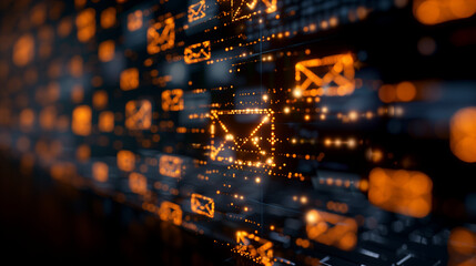 Naklejka premium An minimalistic image for a black background that represents the automation of processes in email marketing