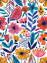 2D flower and leaf cards in various styles