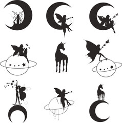 12 vector faily tail galaxy set 