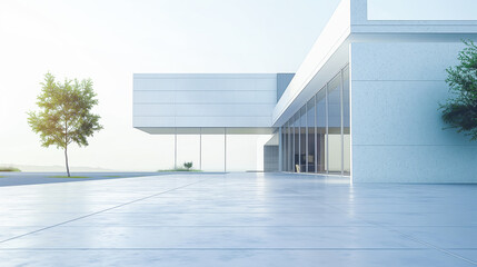 Modern buildings and wide open spaces

