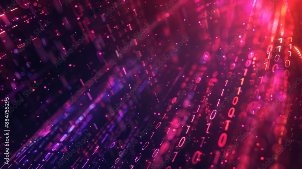 Poster particle digital cyberspace, digital data network connection concept.cyber futuristic speed tunnel.