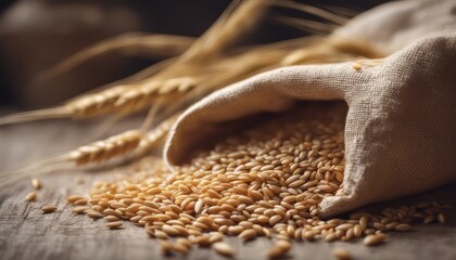  A bag with scattered wheat grains