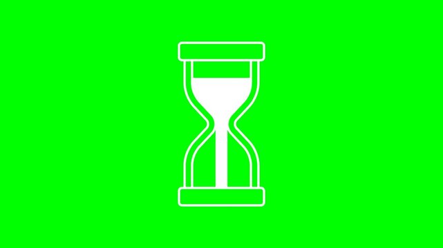 Motion graphic animation of an hourglass timer, loading with a green screen background