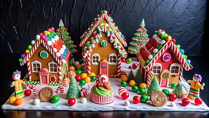 Naklejka premium quilled paper Christmas gingerbread village with candyland scene, quilled paper art, Christmas, gingerbread