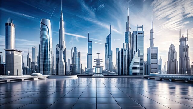 A futuristic city skyline with classic architecture elements, futuristic, city, skyline, blend, past, future, unique