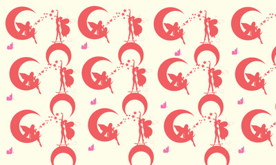 seamless pattern with fairly tail