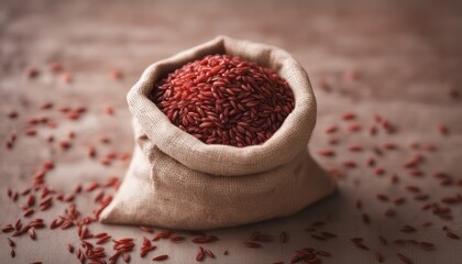 Red rice in a sack