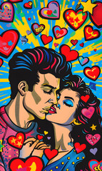 Valentine's Day cartoon cards. Generative AI Illustration