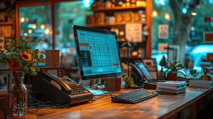 Cash Register Machine Positioned on Office Desk