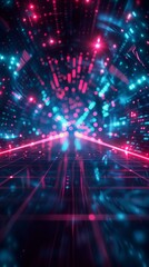 Fototapeta premium Digital Dreamscape: A Galactic Dance of Glowing Particles