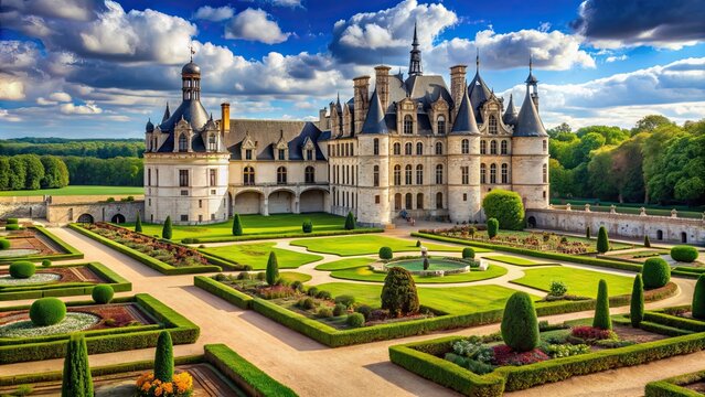 Castle in the French Loire Valley with elegant architecture and expansive gardens, Ch?teau de Cheverny, French