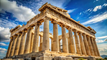 Obraz premium Fragment of the Parthenon temple on the Acropolis of Athens, Greece, ancient, architecture, ruins, Greek, historical